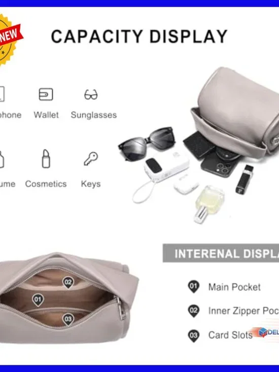 Genuine Leather Hobo Crossbody Bag with Adjustable Strap - Picture 4 of 6